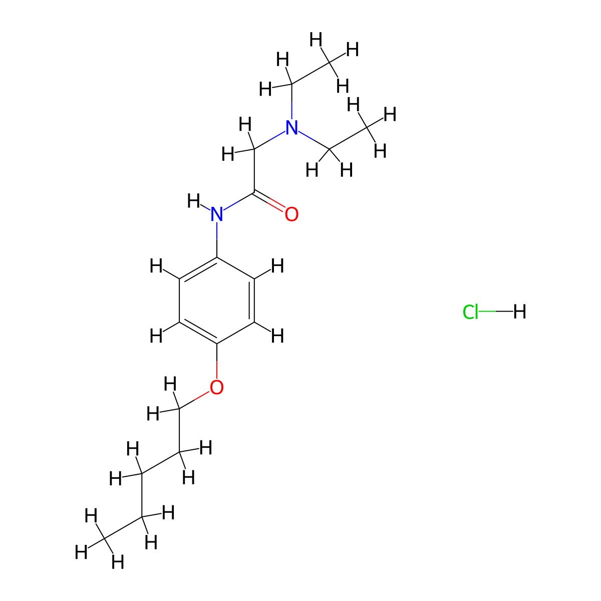 Acetamide, 2-(diethylamino)-N-(4-(pentyloxy)phenyl)-, monohydrochloride molecular structure, CAS 41241-00-3