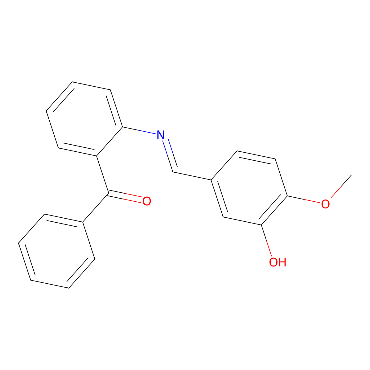 (2-(((3-Hydroxy-4-methoxyphenyl)methylene)amino)phenyl)methanone molecular structure, CAS 41242-39-1