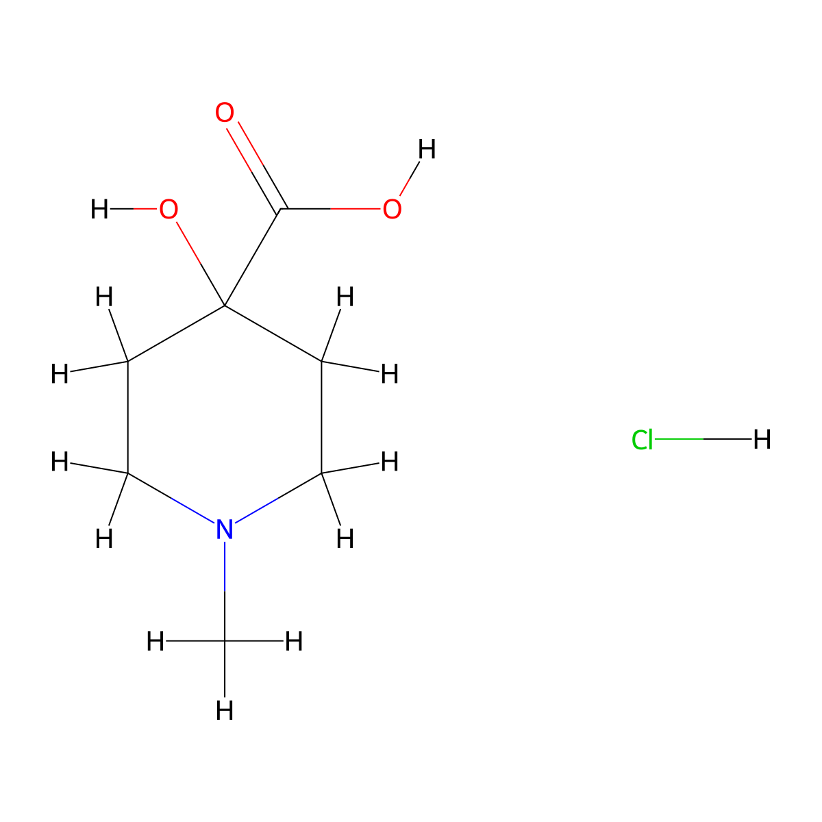 4-Hydroxy-1-methylpiperidine-4-carboxylic acid hydrochloride molecular structure, CAS 41248-72-0