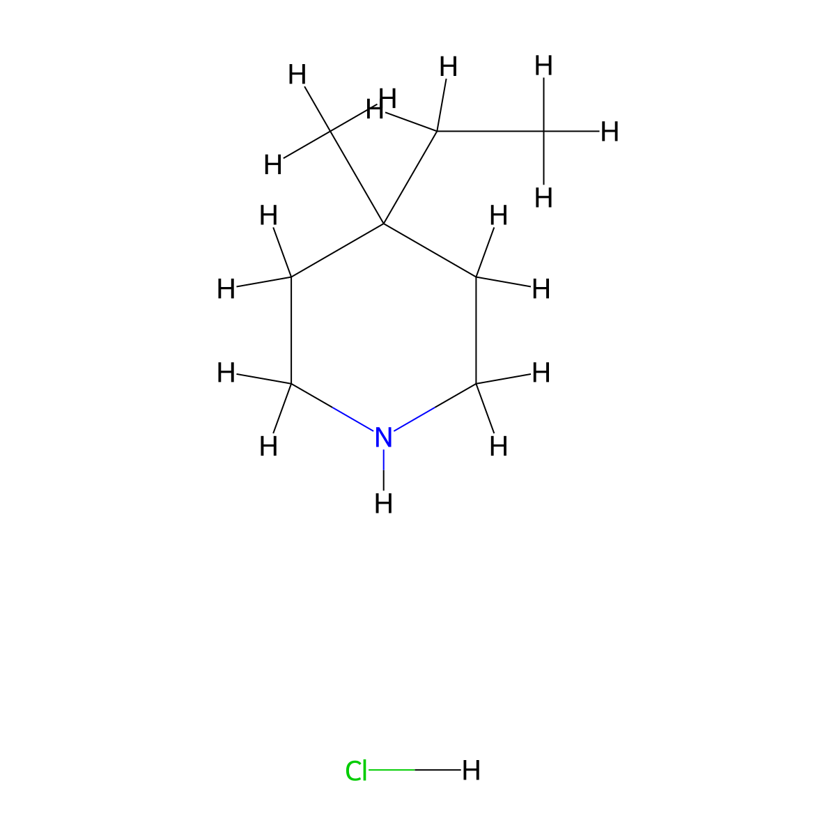 4-Ethyl-4-methylpiperidine hydrochloride molecular structure, CAS 4125-11-5