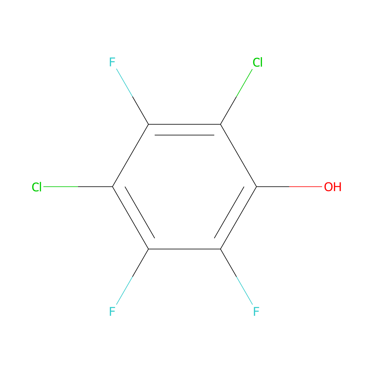 2,4-Dichloro-3,5,6-trifluorophenol molecular structure, CAS 4125-55-7