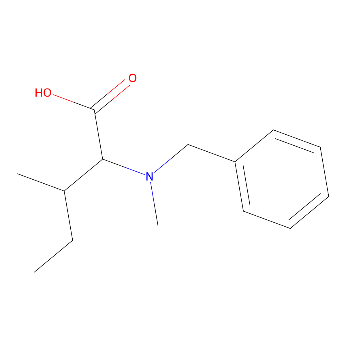 (2S,3S)-2-(Benzyl(methyl)amino)-3-methylpentanoic acid molecular structure, CAS 4125-97-7