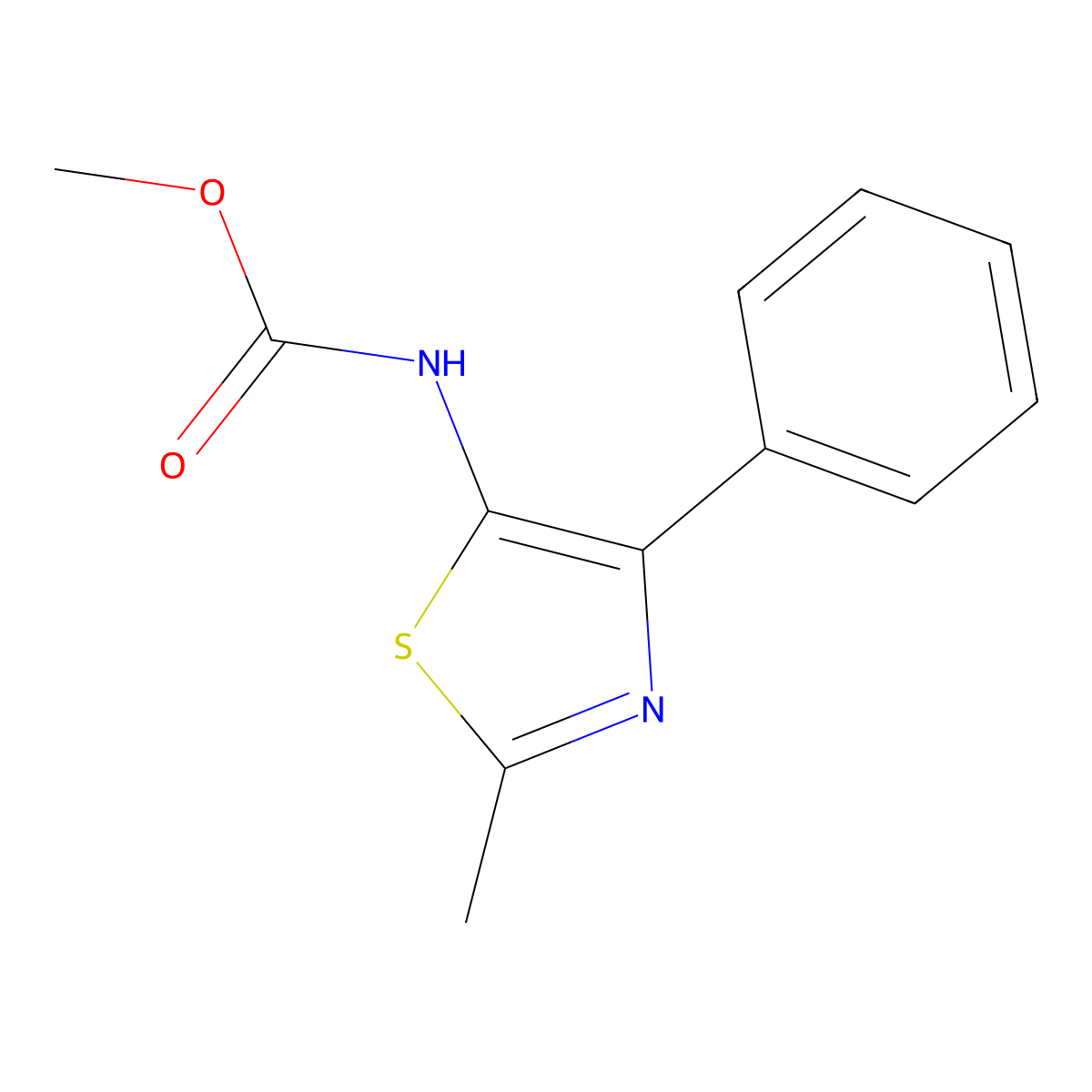methyl N-(2-methyl-4-phenyl-1,3-thiazol-5-yl)carbamate molecular structure, CAS 41260-96-2