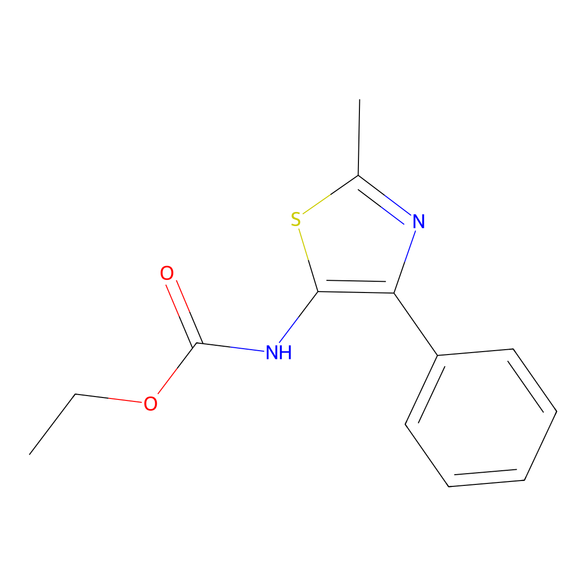 ethyl N-(2-methyl-4-phenyl-1,3-thiazol-5-yl)carbamate molecular structure, CAS 41260-97-3