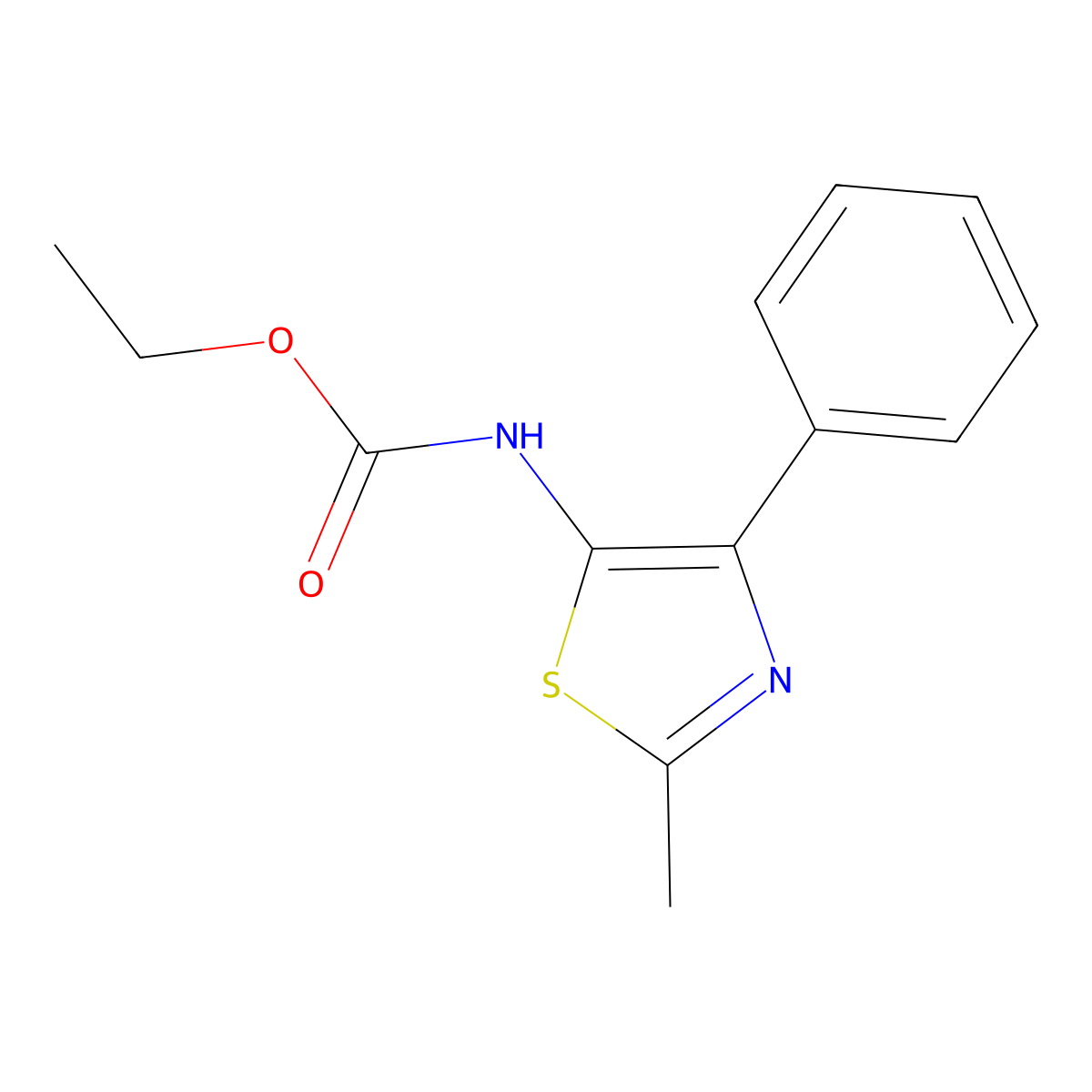 ethyl N-(2-methyl-4-phenyl-1,3-thiazol-5-yl)carbamate molecular structure, CAS 41260-97-3