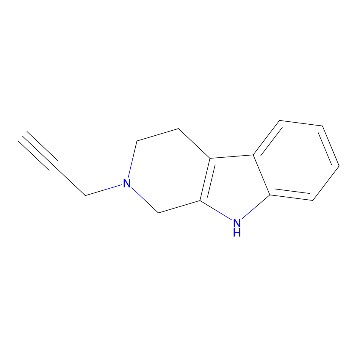 2-(prop-2-yn-1-yl)-2,3,4,9-tetrahydro-1H-pyrido[3,4-b]indole molecular structure, CAS 41266-53-9