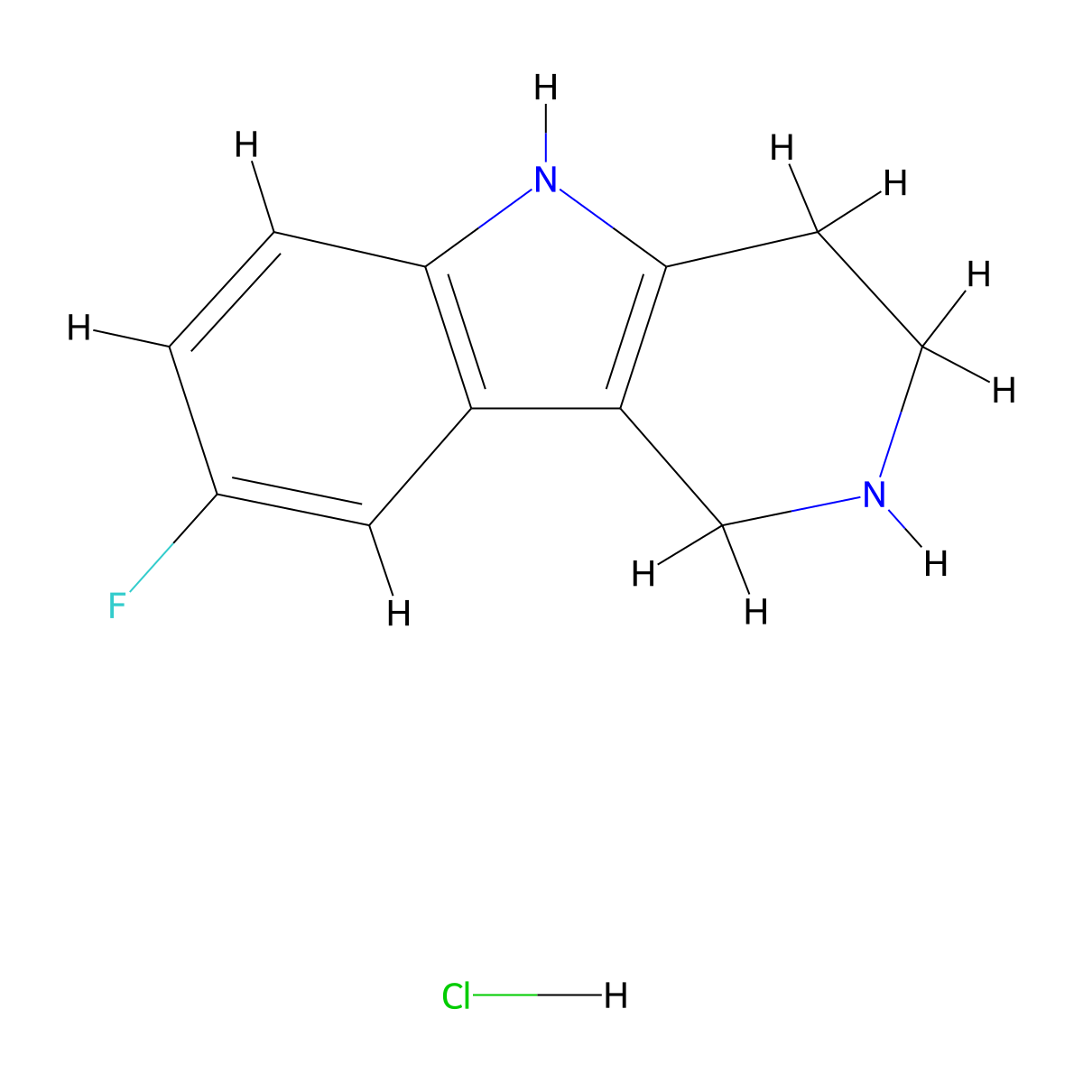 8-fluoro-1H,2H,3H,4H,5H-pyrido(4,3-b)indole hydrochloride molecular structure, CAS 41266-63-1