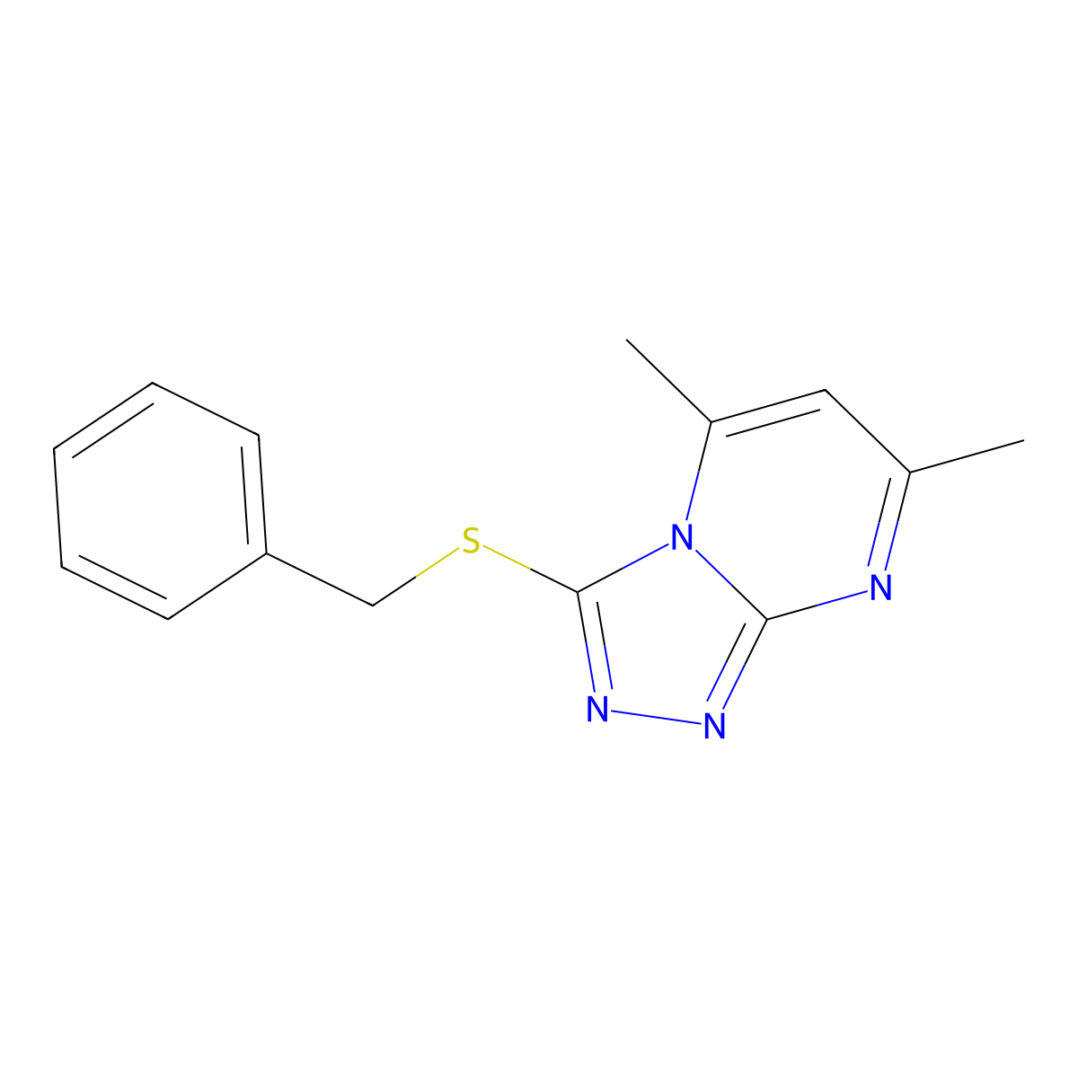 3-(Benzylsulfanyl)-5,7-dimethyl[1,2,4]triazolo[4,3-a]pyrimidine molecular structure, CAS 41266-70-0