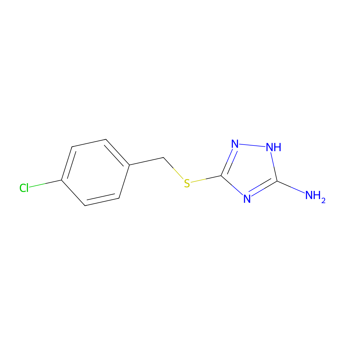 3-[(4-Chlorobenzyl)sulfanyl]-1H-1,2,4-triazol-5-ylamine molecular structure, CAS 41266-78-8