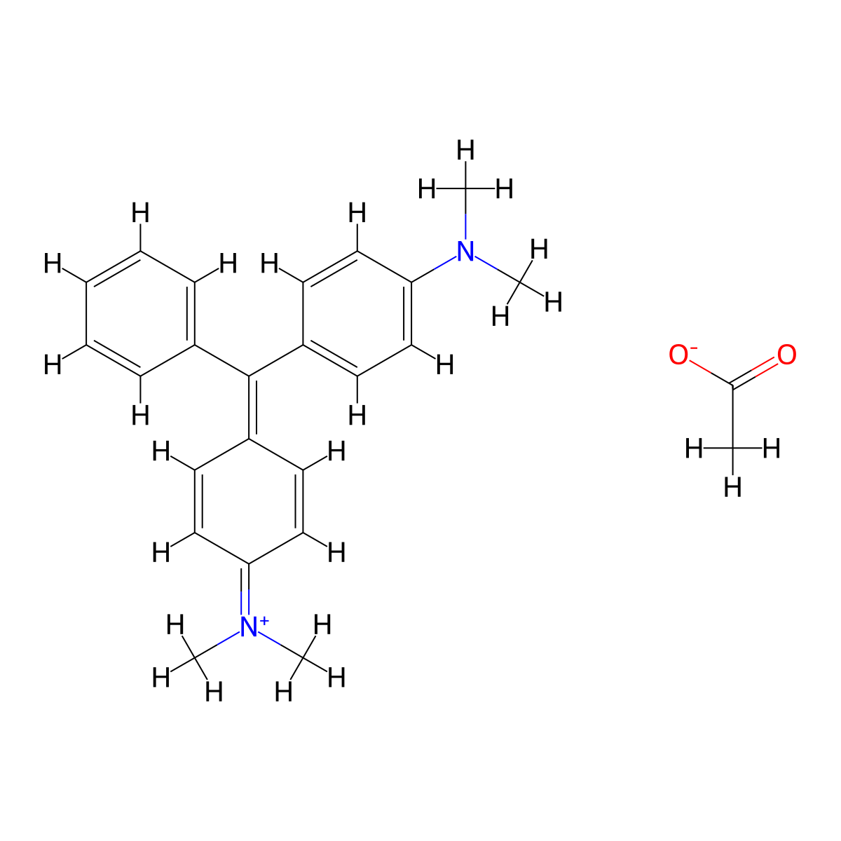 Methanaminium, N-[4-[[4-(dimethylamino)phenyl]phenylmethylene]-2,5-cyclohexadien-1-ylidene]-N-methyl-, acetate molecular structure, CAS 41272-40-6