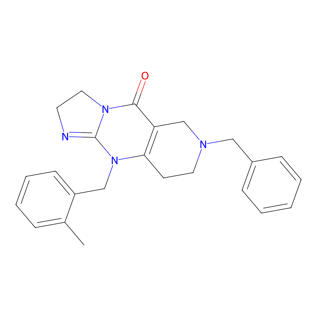 7-Benzyl-10-(2-methylbenzyl)-2,3,6,7,8,9-hexahydroimidazo[1,2-a]pyrido[4,3-d]pyrimidin-5(10H)-one molecular structure, CAS 41276-02-2