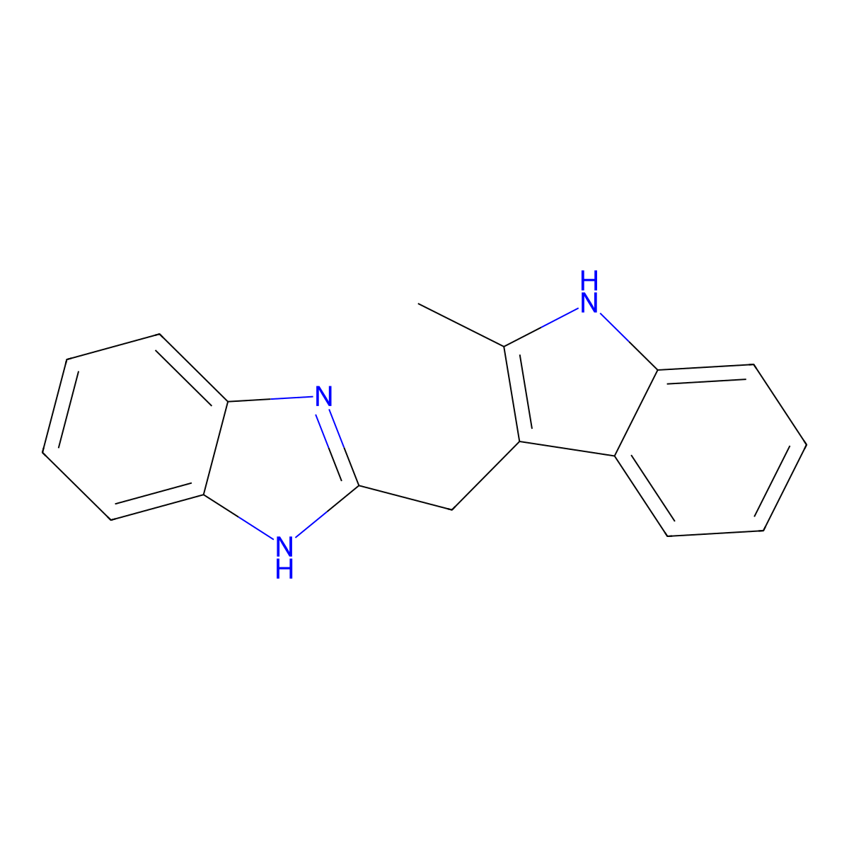 2-[(2-methyl-1H-indol-3-yl)methyl]-1H-benzimidazole molecular structure, CAS 41278-00-6