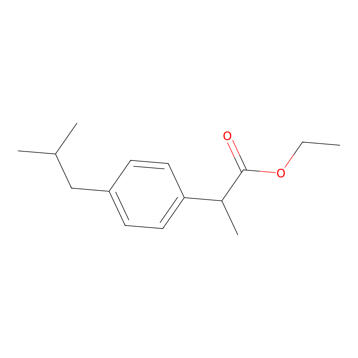 Ethyl alpha-methyl-4-(2-methylpropyl)benzeneacetate molecular structure, CAS 41283-72-1