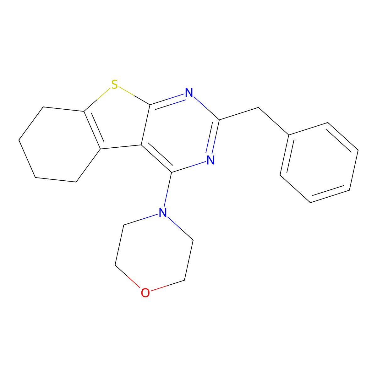 2-Benzyl-4-morpholin-4-yl-5,6,7,8-tetrahydro-benzo[4,5]thieno[2,3-d]pyrimidine molecular structure, CAS 412919-02-9