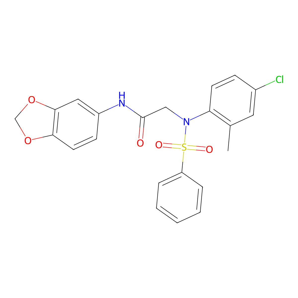 2-[N-(benzenesulfonyl)-4-chloro-2-methylanilino]-N-(1,3-benzodioxol-5-yl)acetamide molecular structure, CAS 412919-89-2