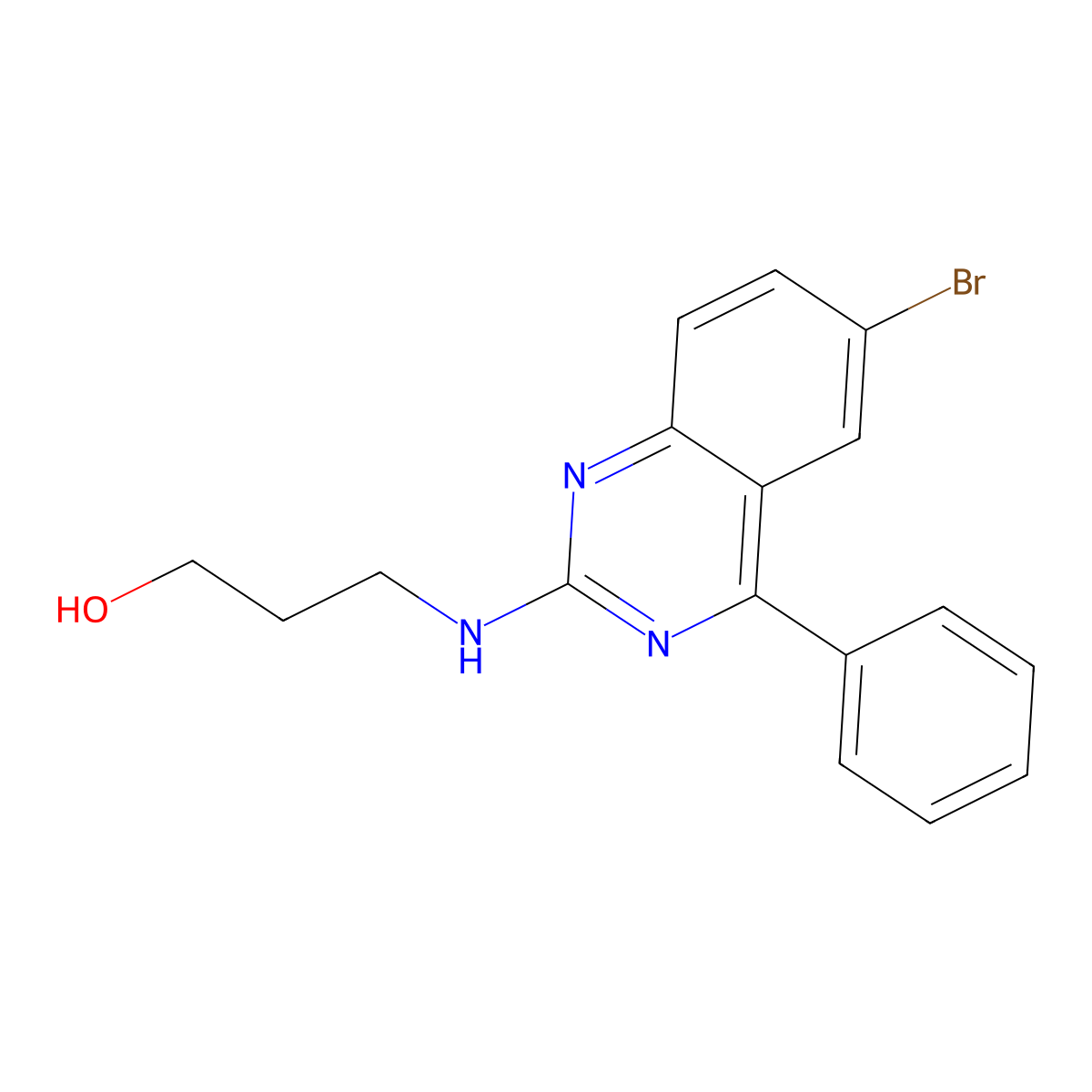 3-[(6-Bromo-4-phenylquinazolin-2-yl)amino]propan-1-ol molecular structure, CAS 412920-03-7