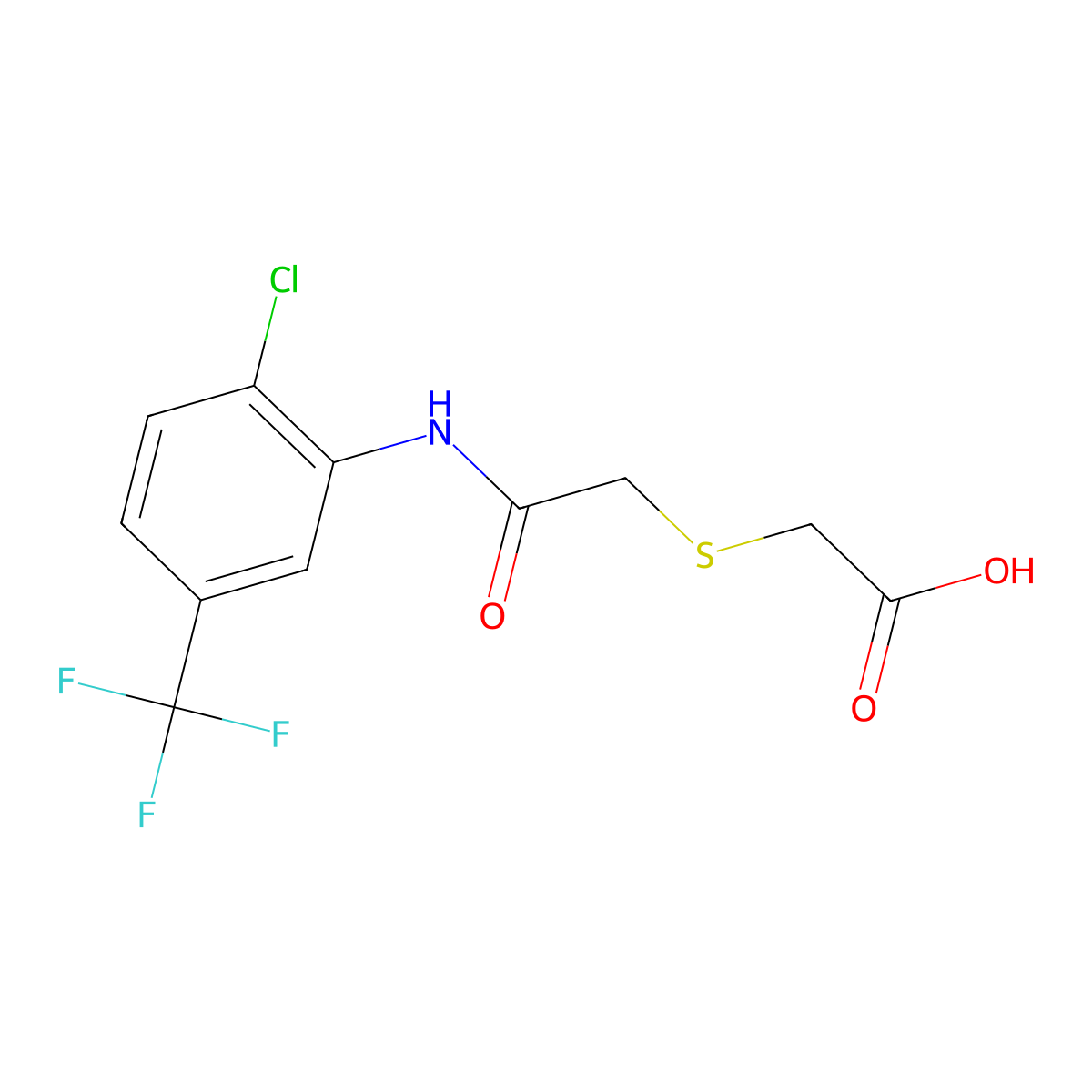 2-[[2-[[2-Chloro-5-(trifluoromethyl)phenyl]amino]-2-oxoethyl]thio]acetic acid molecular structure, CAS 412922-15-7