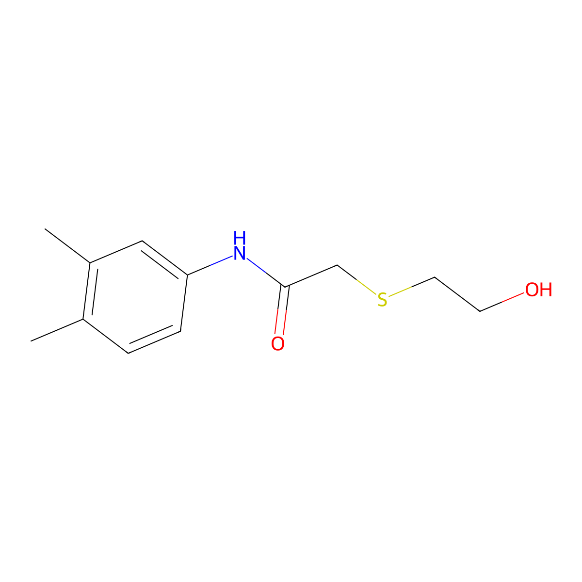 N-(3,4-dimethylphenyl)-2-[(2-hydroxyethyl)sulfanyl]acetamide molecular structure, CAS 412922-24-8