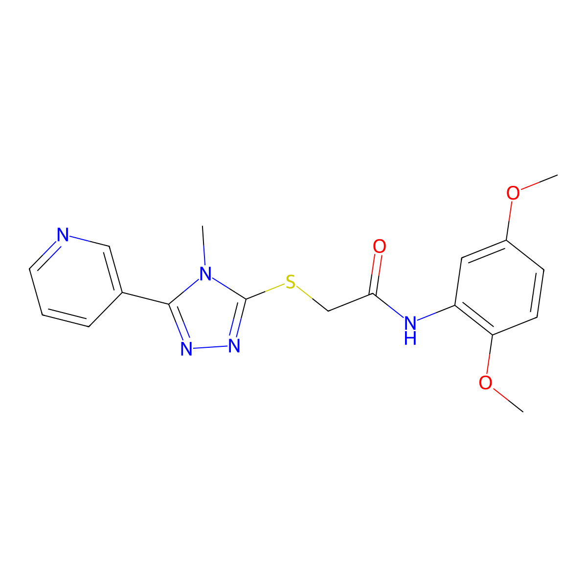 N-(2,5-dimethoxyphenyl)-2-{[4-methyl-5-(pyridin-3-yl)-4H-1,2,4-triazol-3-yl]sulfanyl}acetamide molecular structure, CAS 412922-91-9