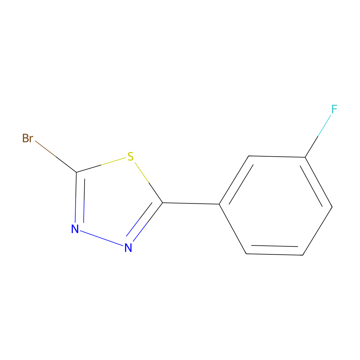 2-Bromo-5-(3-fluorophenyl)-1,3,4-thiadiazole molecular structure, CAS 412923-70-7