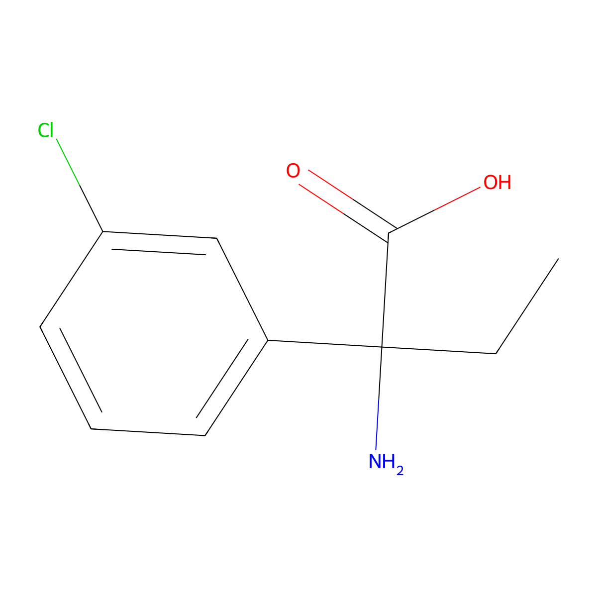 2-Amino-2-(3-chlorophenyl)butanoic acid molecular structure, CAS 412924-78-8