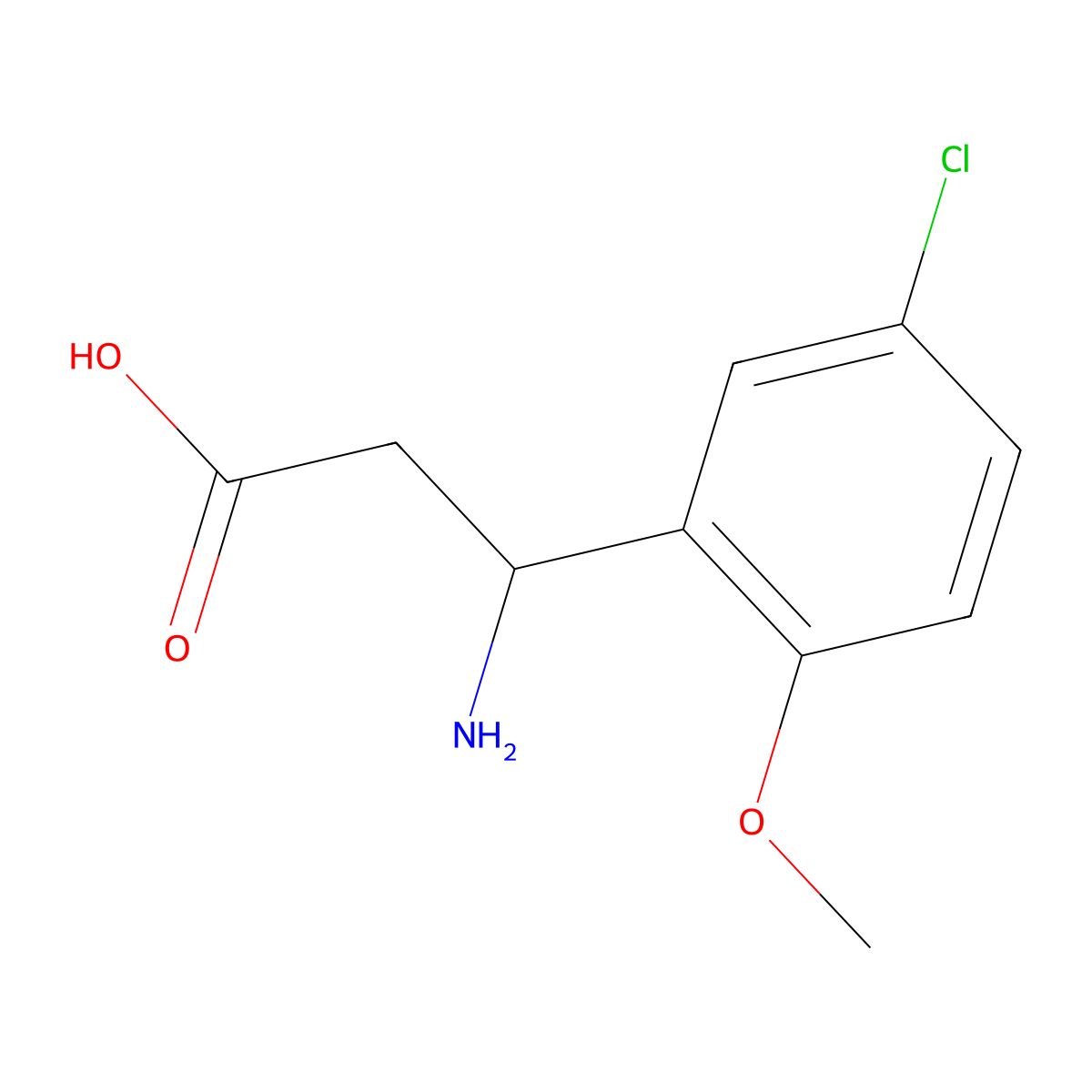 3-Amino-3-(5-chloro-2-methoxyphenyl)propanoic acid molecular structure, CAS 412925-21-4