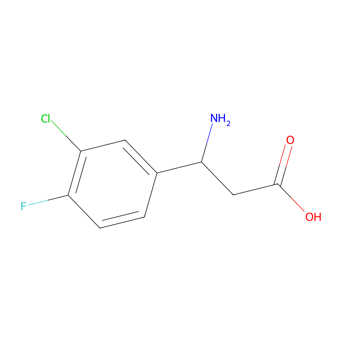 3-Amino-3-(3-chloro-4-fluorophenyl)propanoic acid molecular structure, CAS 412925-25-8