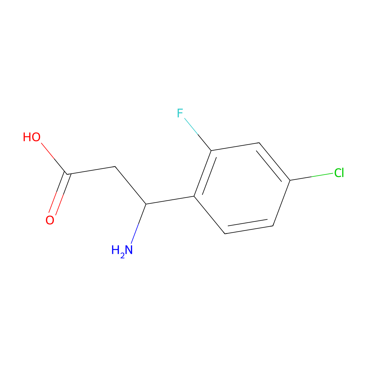 3-Amino-3-(4-chloro-2-fluorophenyl)propanoic acid molecular structure, CAS 412925-57-6