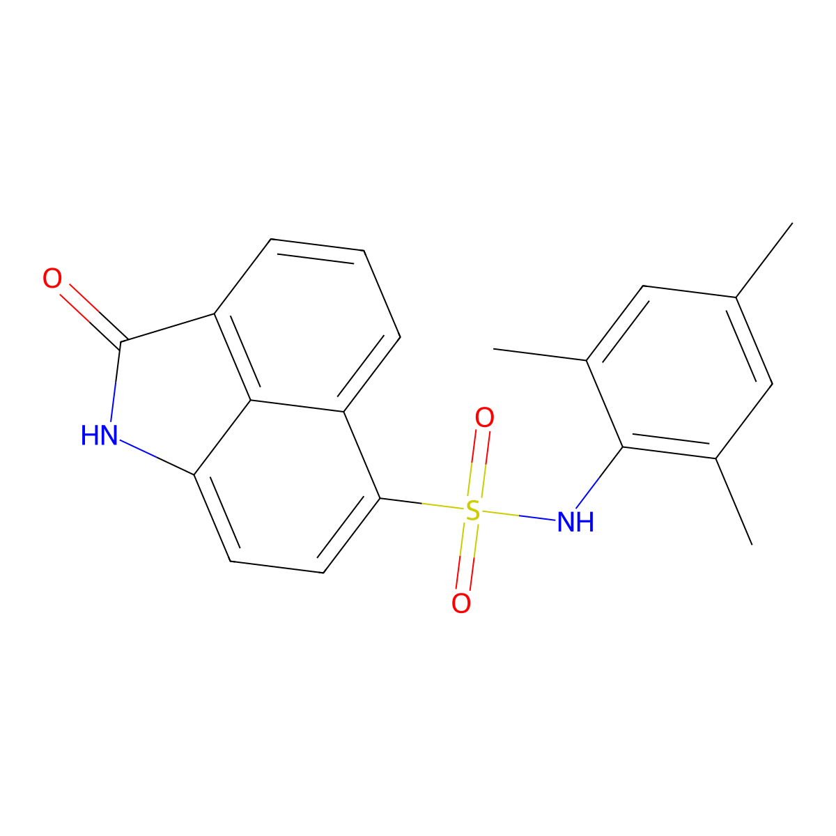N-mesityl-2-oxo-1,2-dihydrobenzo[cd]indole-6-sulfonamide molecular structure, CAS 412938-24-0