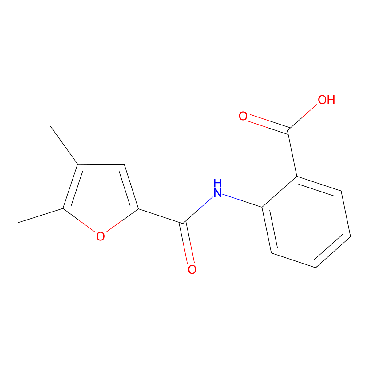 2-[(4,5-Dimethyl-furan-2-carbonyl)-amino]-benzoic acid molecular structure, CAS 412938-26-2