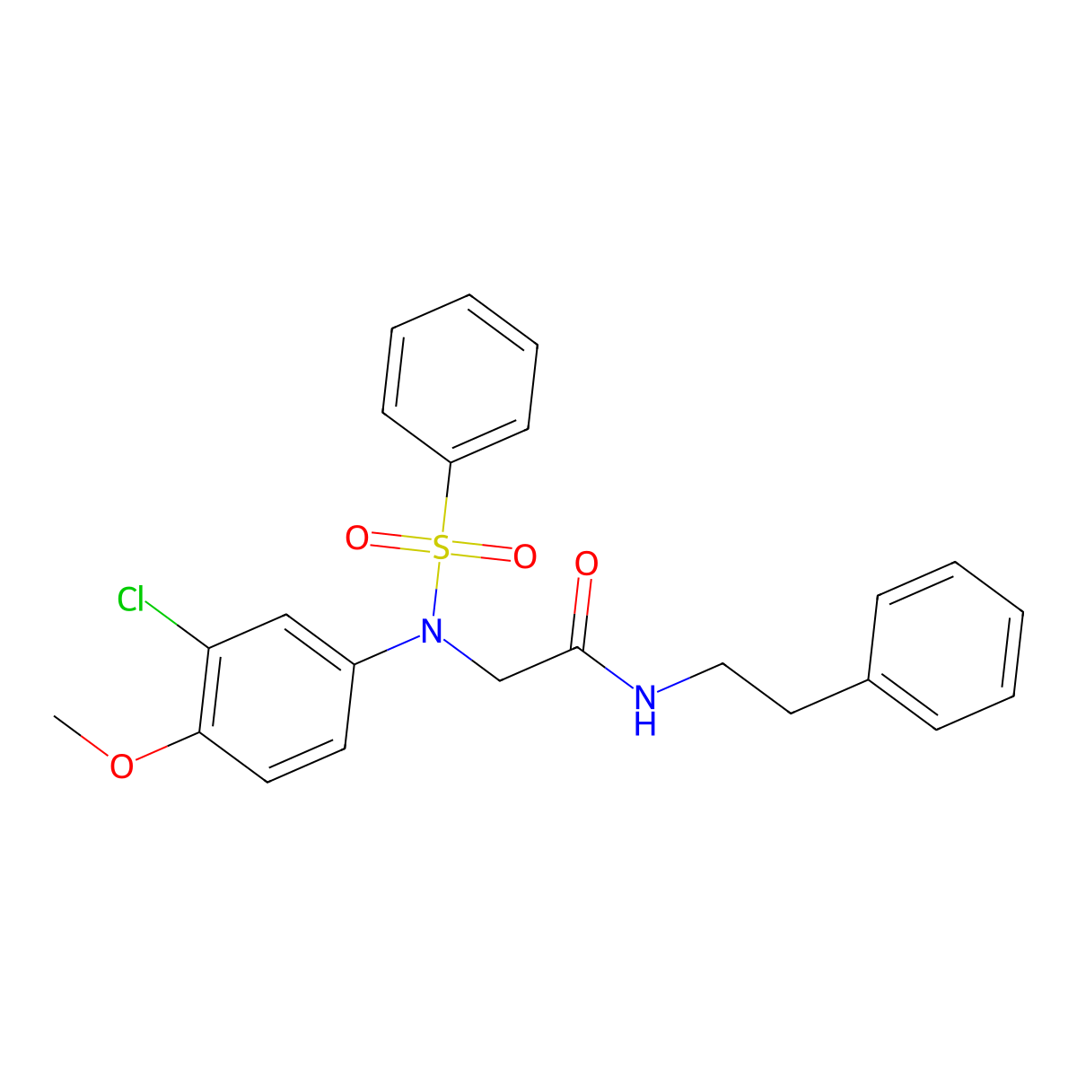 2-[(3-Chloro-4-methoxyphenyl)(phenylsulfonyl)amino]-N-(2-phenylethyl)acetamide molecular structure, CAS 412939-61-8