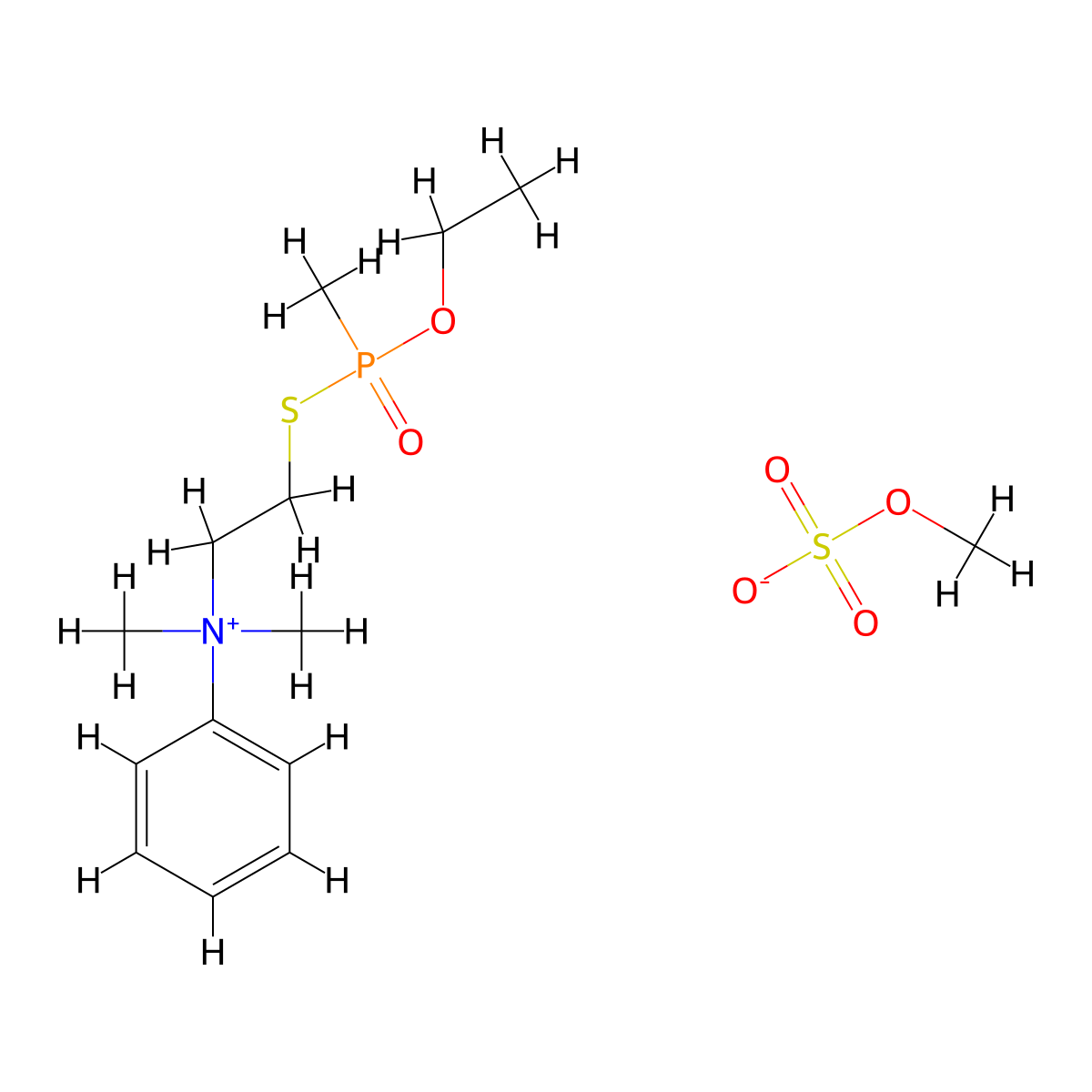 Ammonium, dimethyl(2-((ethoxymethylphosphinyl)thio)ethyl)phenyl-, methyl sulfate molecular structure, CAS 41294-07-9