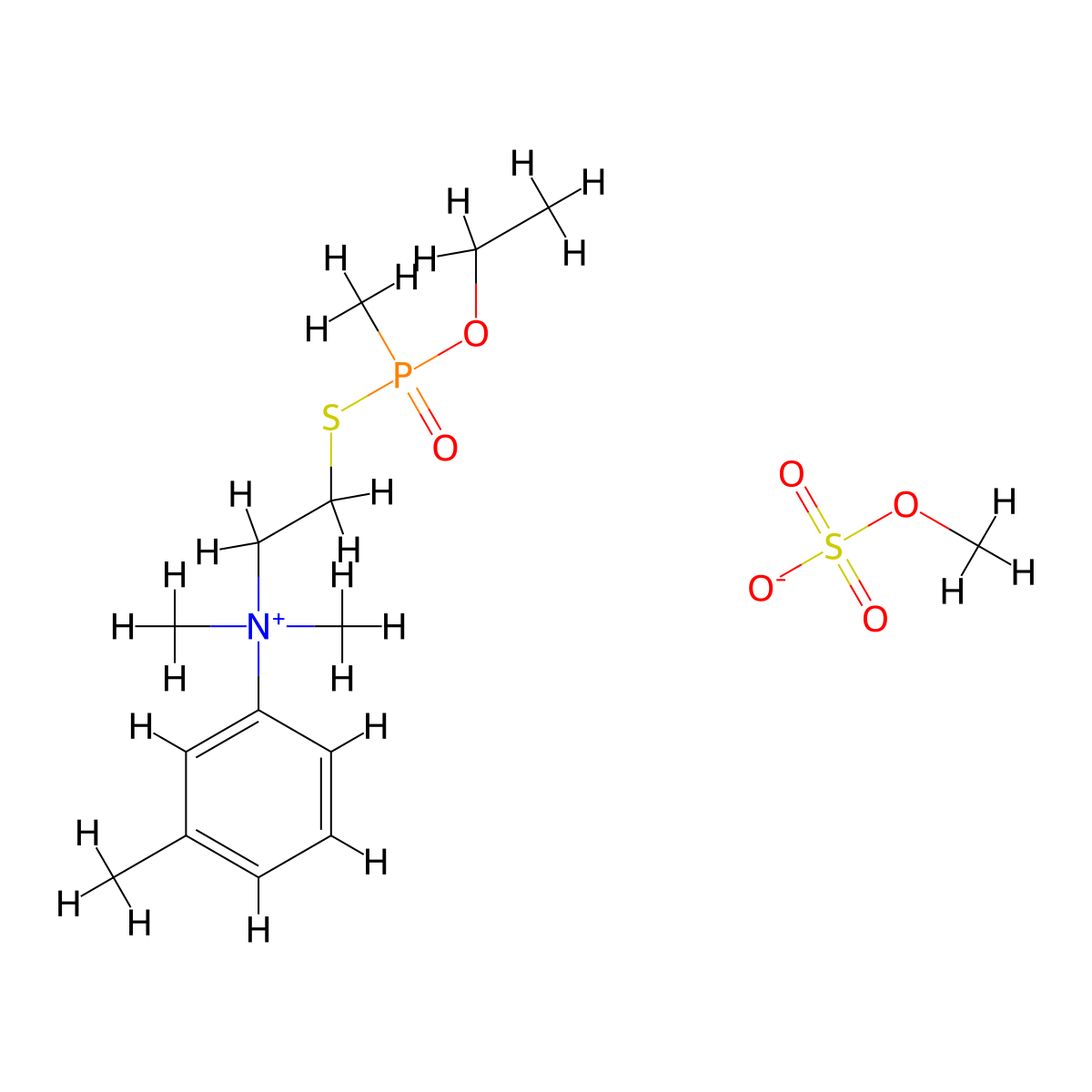Ammonium, dimethyl(2-((ethoxymethylphosphinyl)thio)ethyl)-m-tolyl-, methyl sulfate molecular structure, CAS 41294-08-0