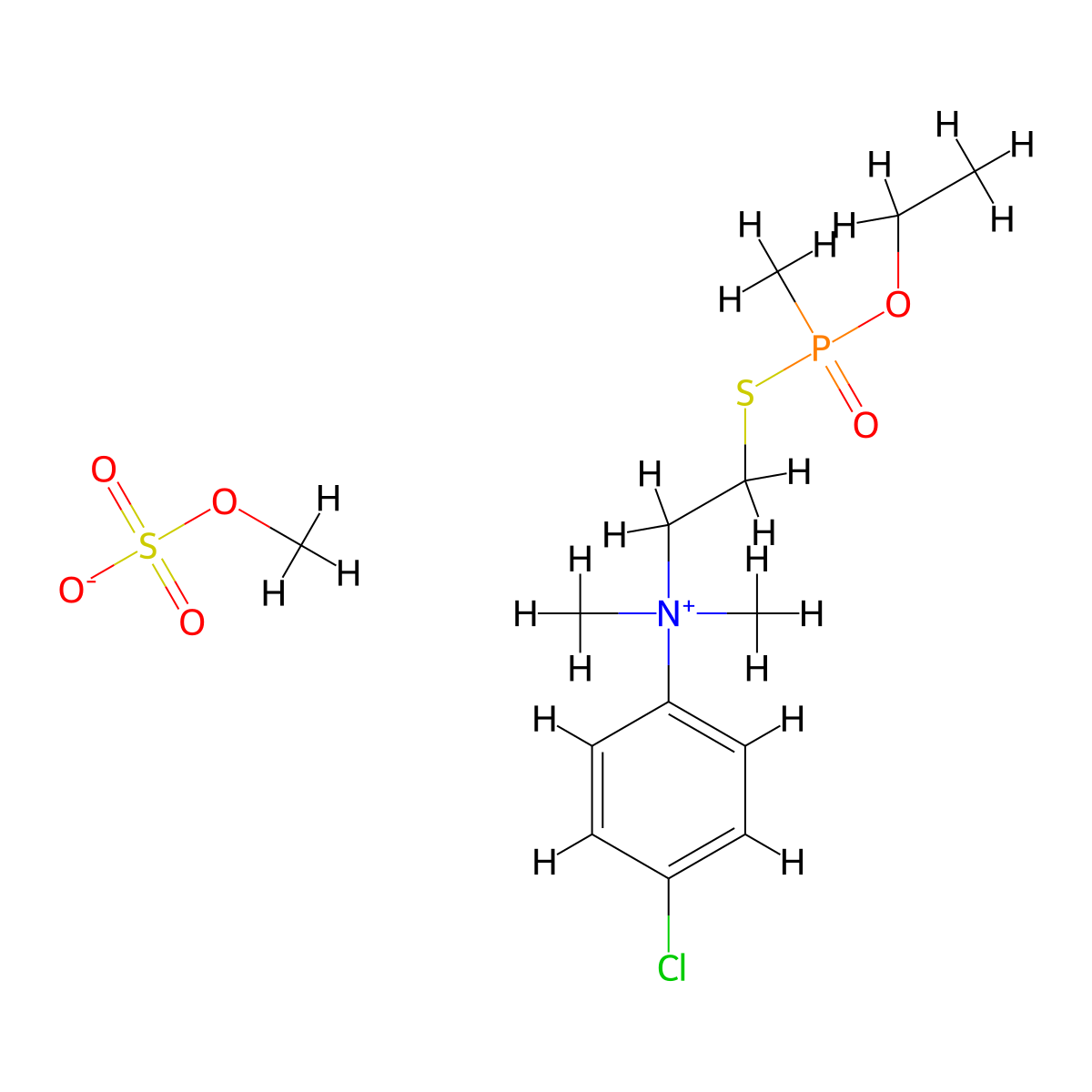 Ammonium, (p-chlorophenyl)dimethyl(2-((ethoxymethylphosphinyl)thio)ethyl)-, methyl sulfate molecular structure, CAS 41294-13-7
