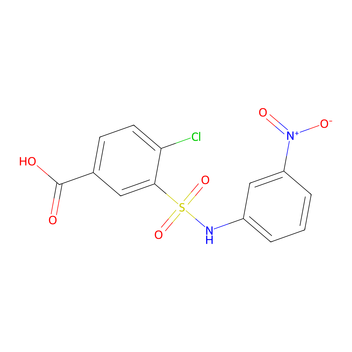 4-Chloro-3-((3-nitrophenyl)sulfamoyl)benzoic acid molecular structure, CAS 412940-35-3