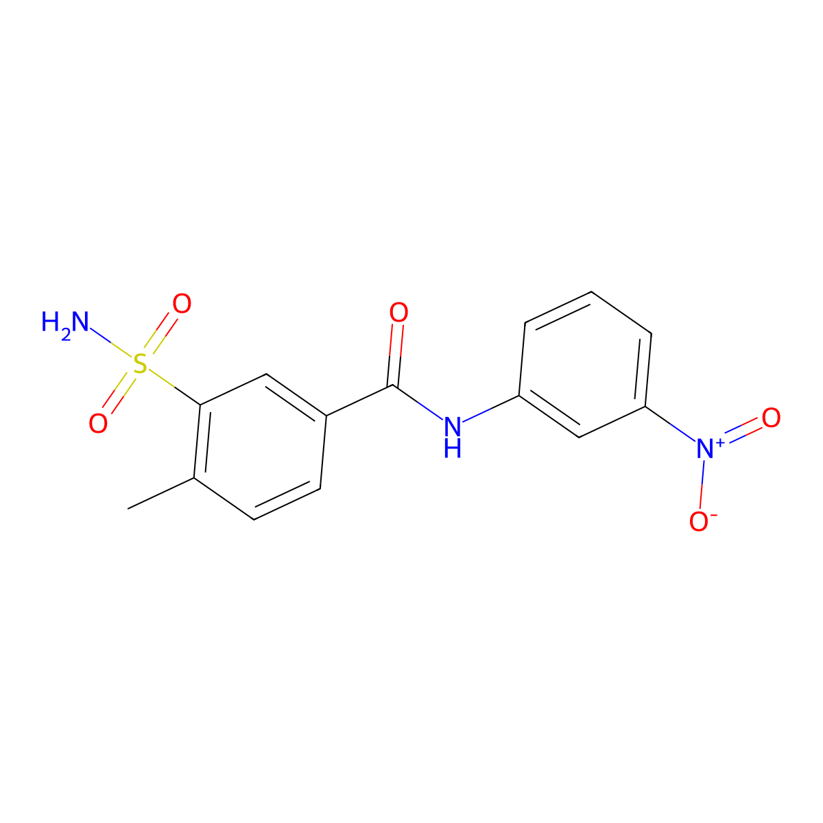 3-(aminosulfonyl)-4-methyl-N-(3-nitrophenyl)benzamide molecular structure, CAS 412940-42-2