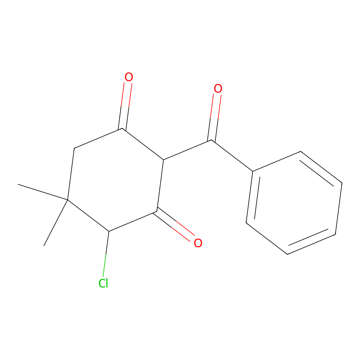 2-Benzoyl-4-chloro-5,5-dimethylcyclohexane-1,3-dione molecular structure, CAS 412940-85-3