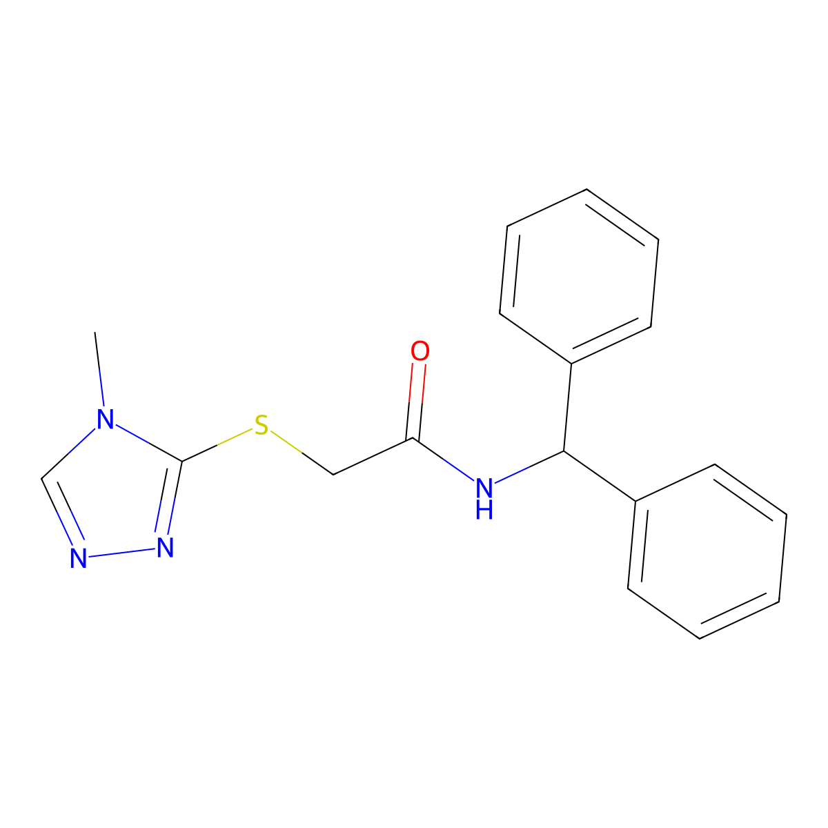 N-benzhydryl-2-[(4-methyl-1,2,4-triazol-3-yl)sulfanyl]acetamide molecular structure, CAS 412940-96-6