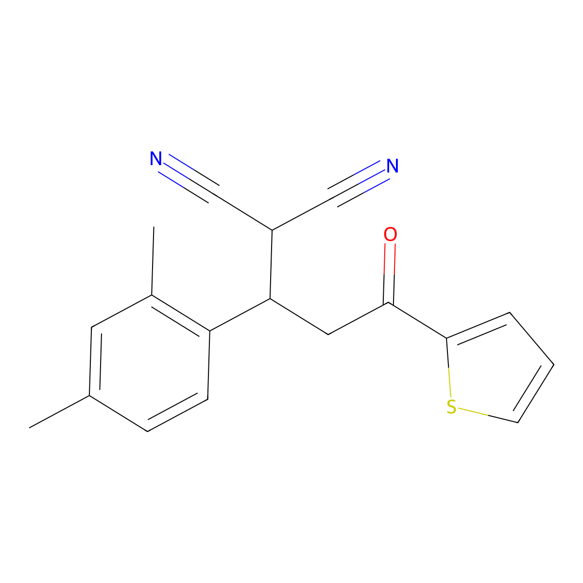 [1-(2,4-Dimethylphenyl)-3-oxo-3-(2-thienyl)propyl]malononitrile molecular structure, CAS 412944-77-5