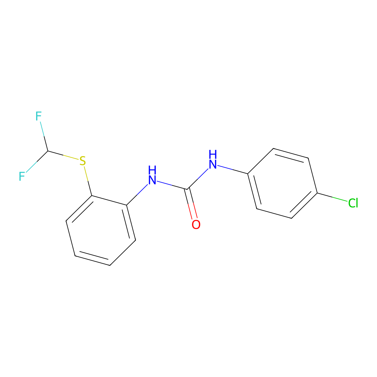 N-(4-Chlorophenyl)-N'-[2-[(difluoromethyl)thio]phenyl]urea molecular structure, CAS 412947-32-1