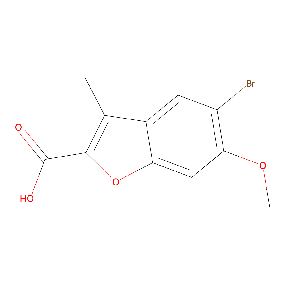 5-Bromo-6-methoxy-3-methyl-benzofuran-2-carboxylic acid molecular structure, CAS 412947-79-6