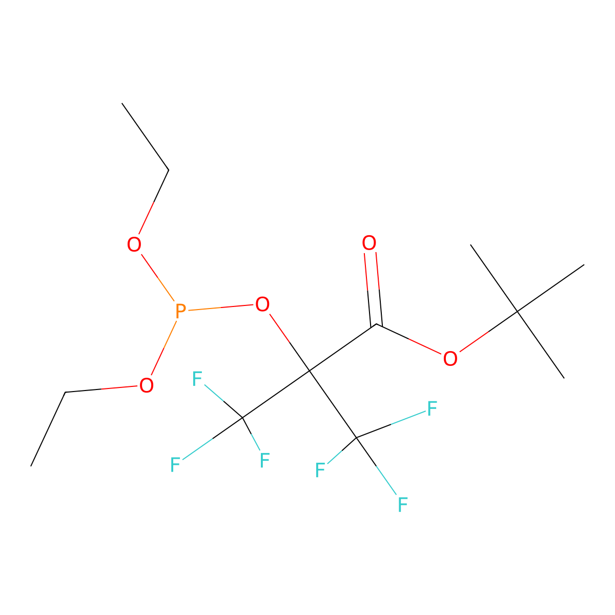 Tert-butyl 2-diethoxyphosphanyloxy-3,3,3-trifluoro-2-(trifluoromethyl)propanoate molecular structure, CAS 412948-11-9