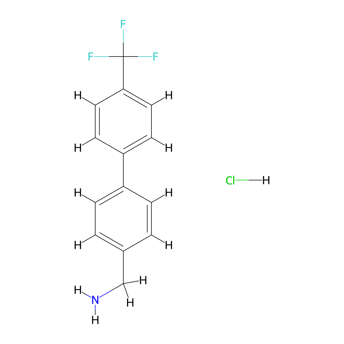(4-[4-(Trifluoromethyl)phenyl]phenyl)methylamine hydrochloride molecular structure, CAS 412950-48-2