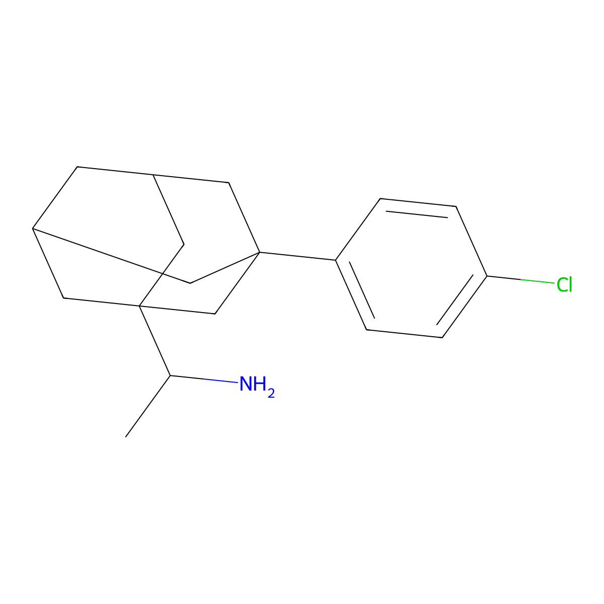 1-[3-(4-Chlorophenyl)-1-adamantyl]ethanamine molecular structure, CAS 412956-99-1