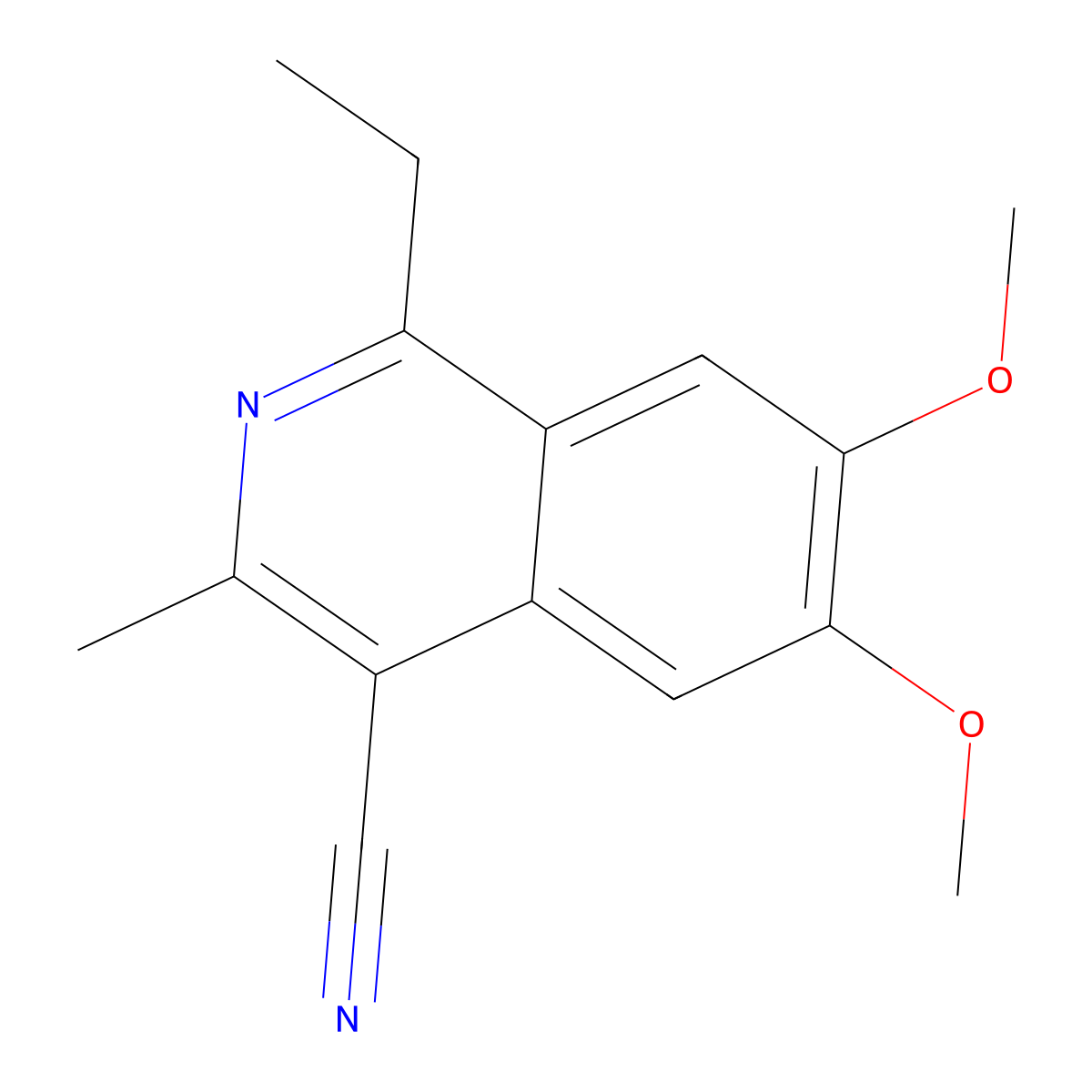1-Ethyl-6,7-dimethoxy-3-methyl-4-isoquinolinecarbonitrile molecular structure, CAS 412958-28-2