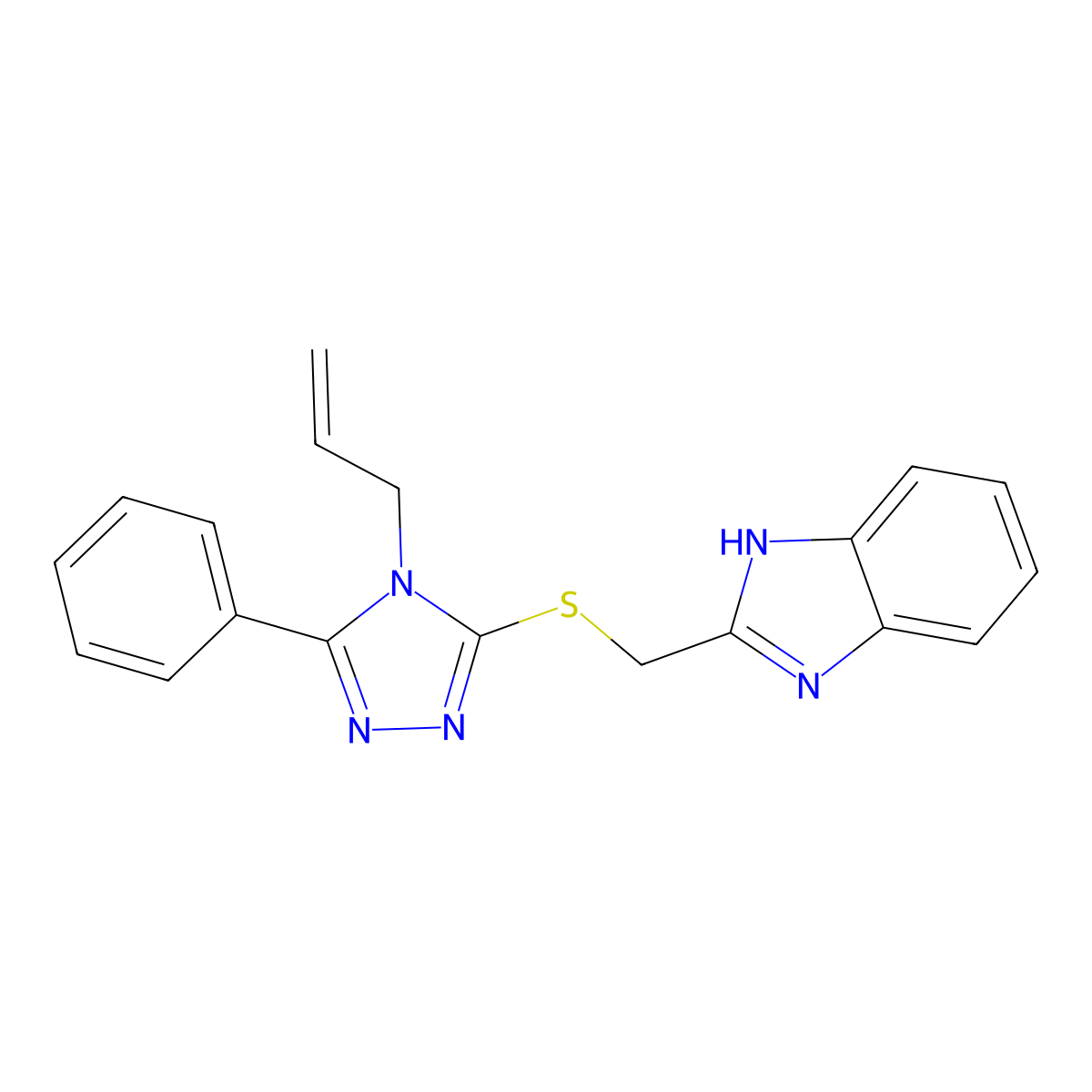 2-[(5-phenyl-4-prop-2-enyl-1,2,4-triazol-3-yl)sulfanylmethyl]-1H-benzimidazole molecular structure, CAS 412959-45-6