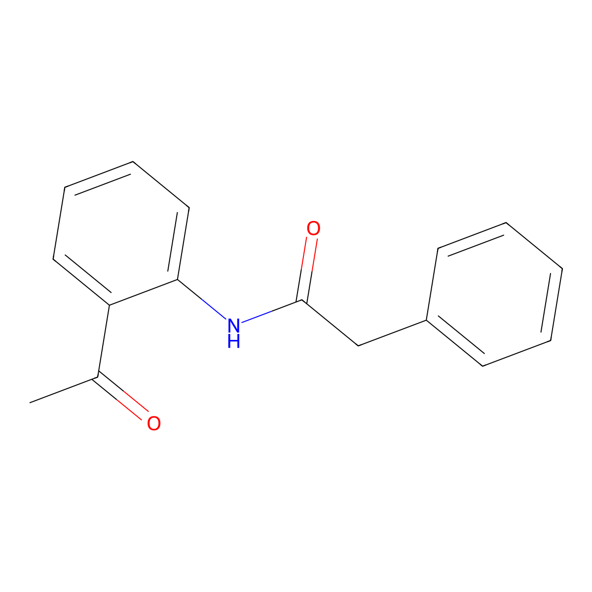 Benzeneacetamide, N-(2-acetylphenyl)- molecular structure, CAS 41296-66-6