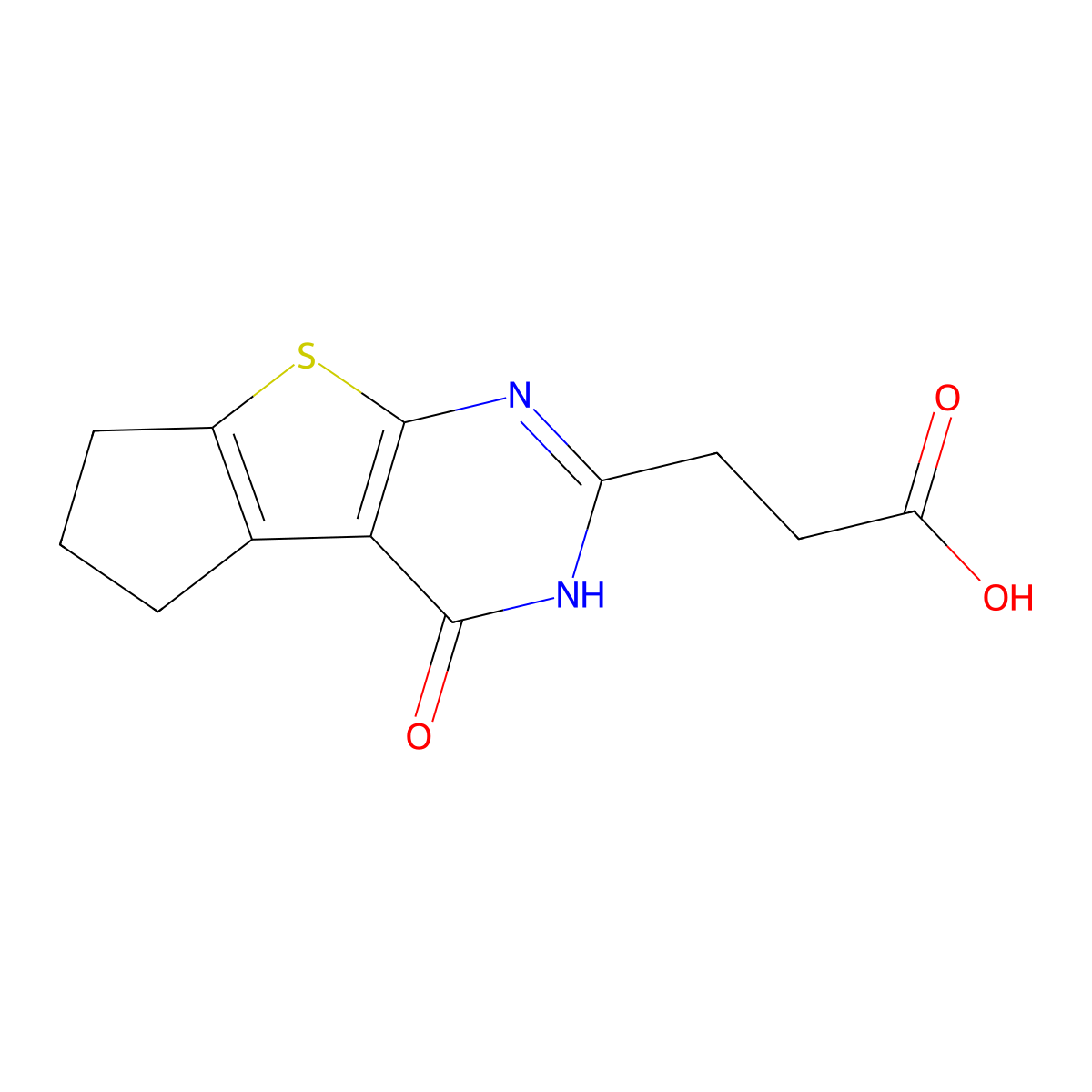 3-(4-oxo-4,5,6,7-tetrahydro-3H-cyclopenta[4,5]thieno[2,3-d]pyrimidin-2-yl)propanoic acid molecular structure, CAS 412962-43-7