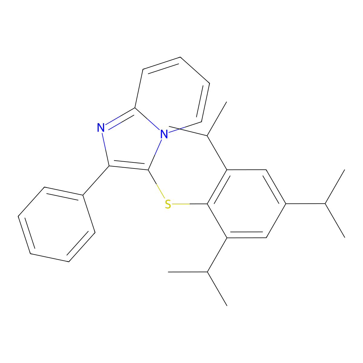 2-Phenyl-3-[2,4,6-tri(propan-2-yl)phenyl]sulfanylimidazo[1,2-a]pyridine molecular structure, CAS 412962-48-2