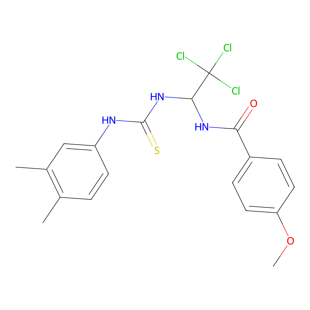 4-methoxy-N-[2,2,2-trichloro-1-[(3,4-dimethylphenyl)carbamothioylamino]ethyl]benzamide molecular structure, CAS 412962-53-9